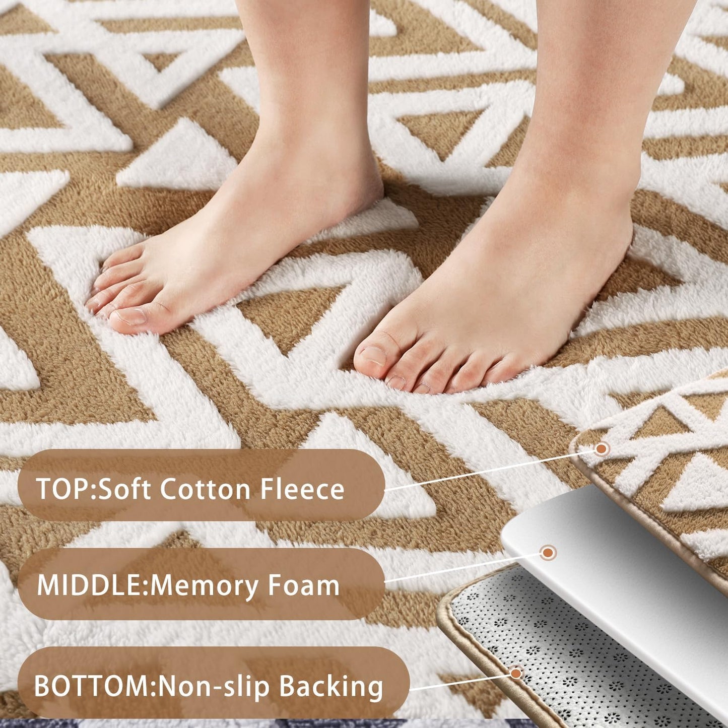 Shaggy Area Rugs Cozy Soft Memory Foam Carpets, 5x8 FT Fluffy Rug for Living Room Bedroom Kids Room Nursery Home Decor, Washable Rugs, Non-Slip Backing Beige White Boys Girls Kids Rug