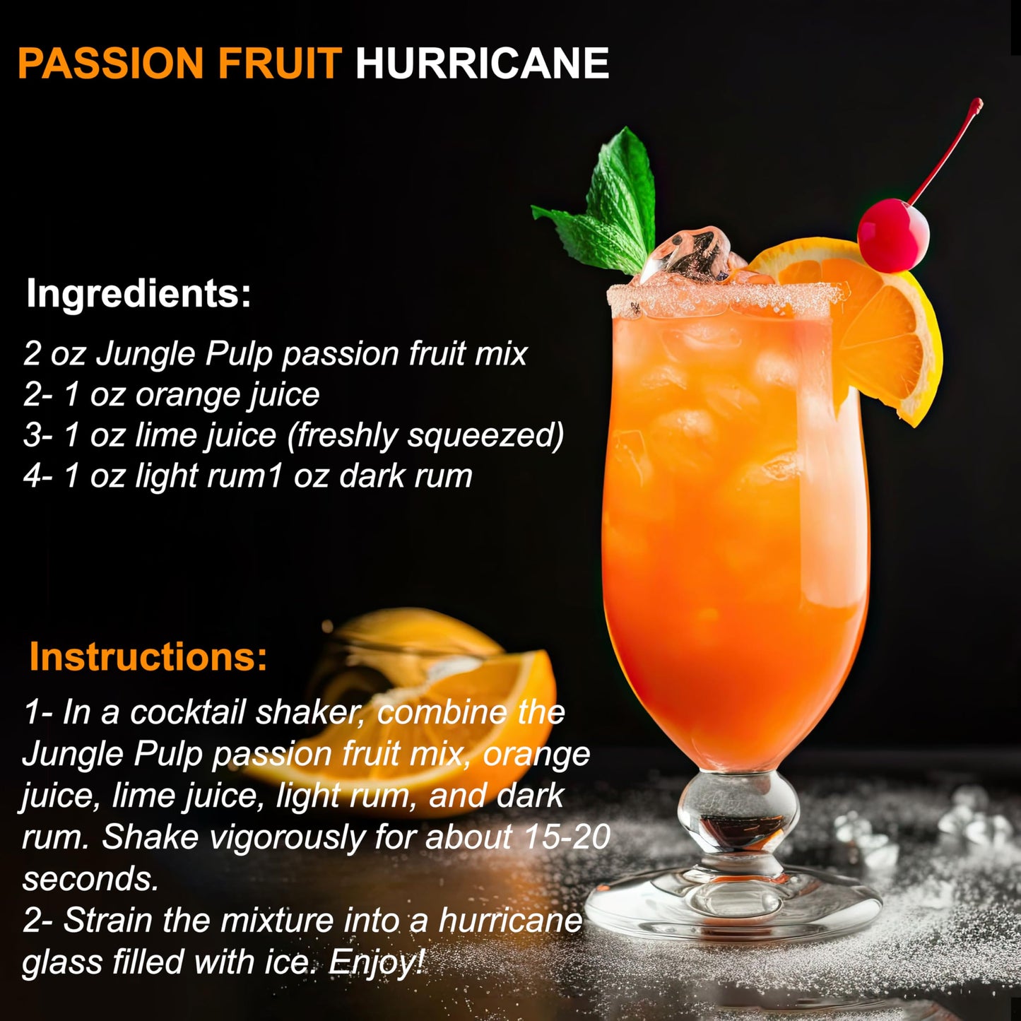 Jungle Pulp Passion Fruit Puree Costa Rica Blend, Topping, Flavoring, Better Than Syrup, For Cocktails, Pastries, Smoothies and Cooking 33.8oz/1 Liter.