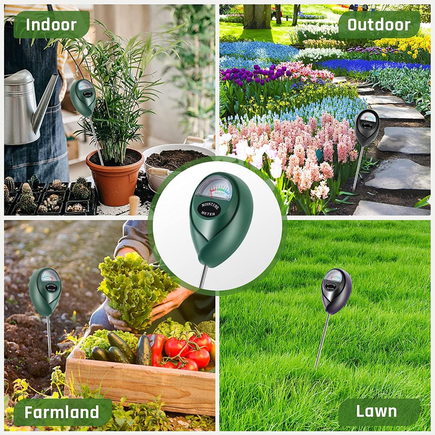 Skiennix Plant Moisture Meter - Accurate Soil Water Sensor for Indoor & Outdoor Use | No Batteries Required (Green & Black)