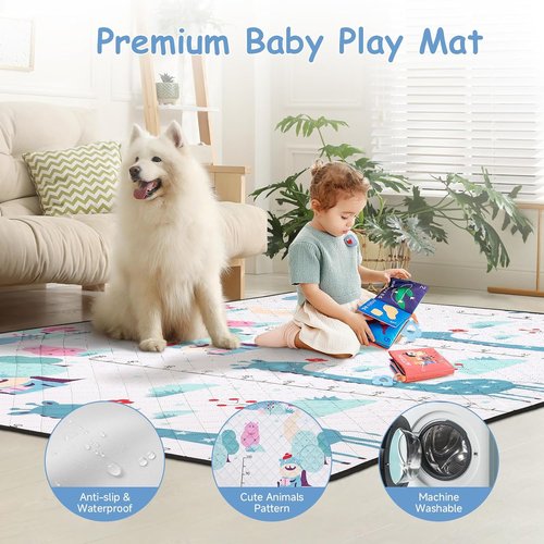 JINXIA Baby Playpen - Large Climb-Proof Safety Play Yard with Soft Mesh Mat | 75" x 59" - Grey