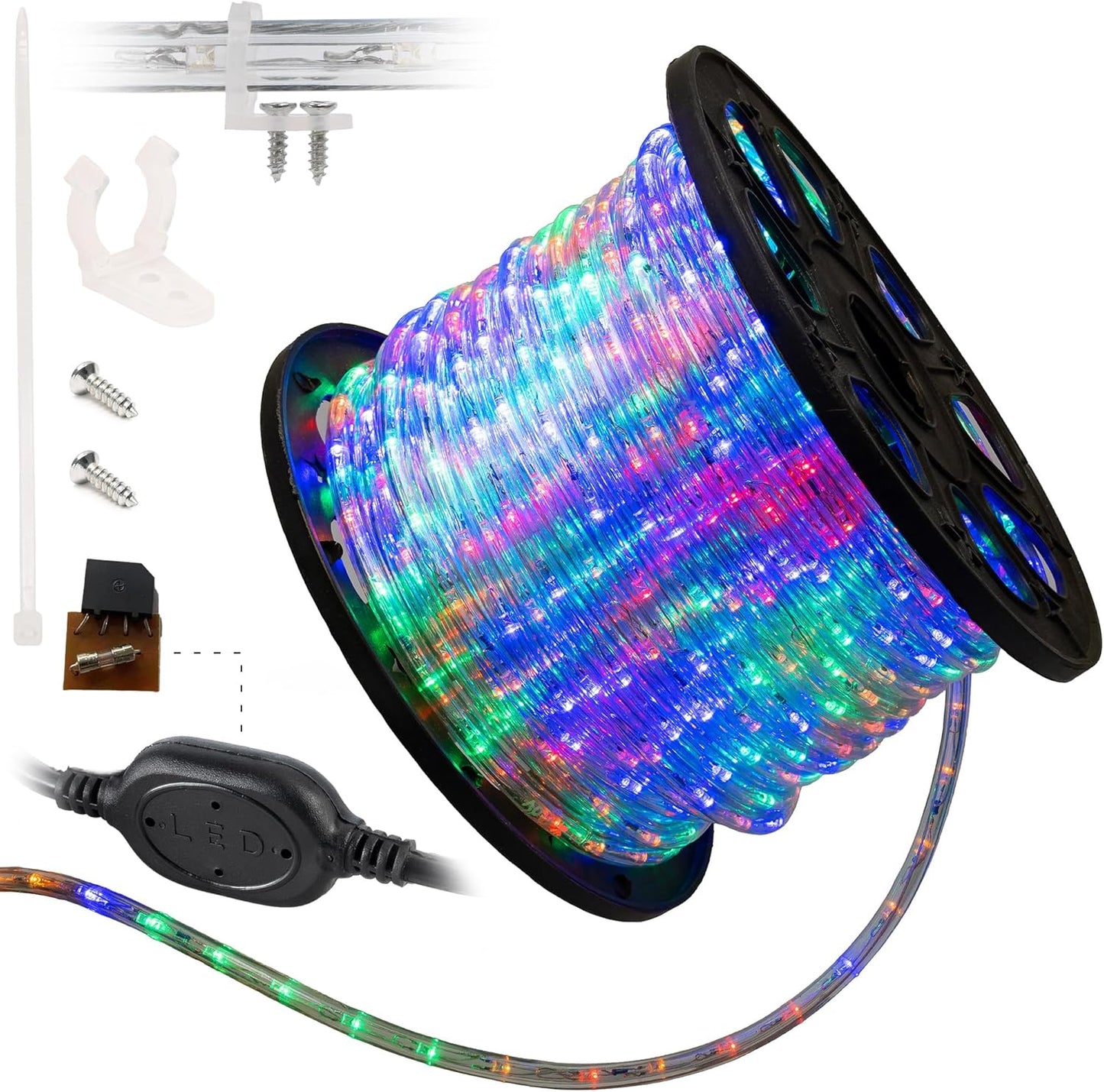 10ft Waterproof LED Rope Lights - 108 LEDs, Connectable Outdoor Christmas Decor