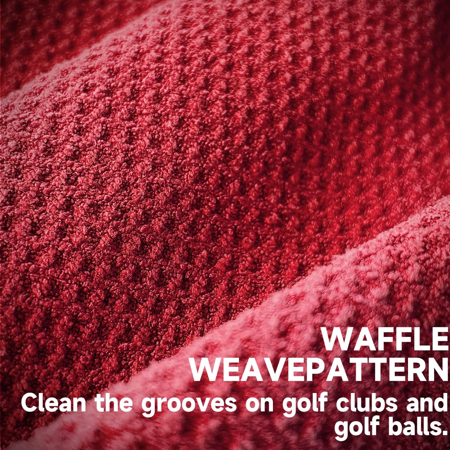 Solvora 3 Pack Golf Towels - 16"x24" Tri-Fold Waffle Microfiber Golf Towel for Golf Bag/Golf Cart, Heavy-Duty Carabiner & Ultra Absorbent Fabric to Wipe Sand, Mud & Sweat (Black/Grey/Red)