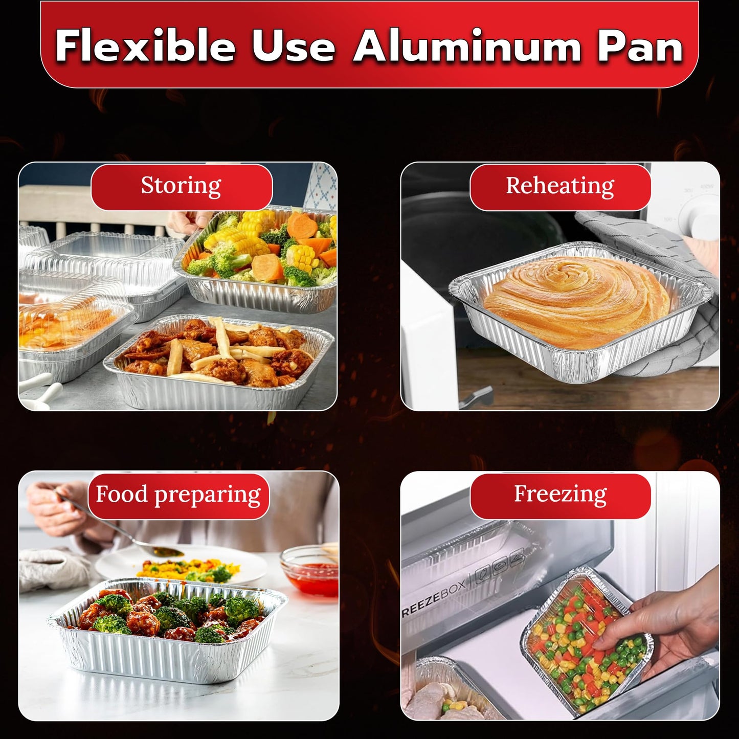 Inaloon 8x8 Aluminium Foil Pans – 30 Pack Disposable Aluminium Pans for Baking, Roasting, Cooking, Meal Prep & Food Storage