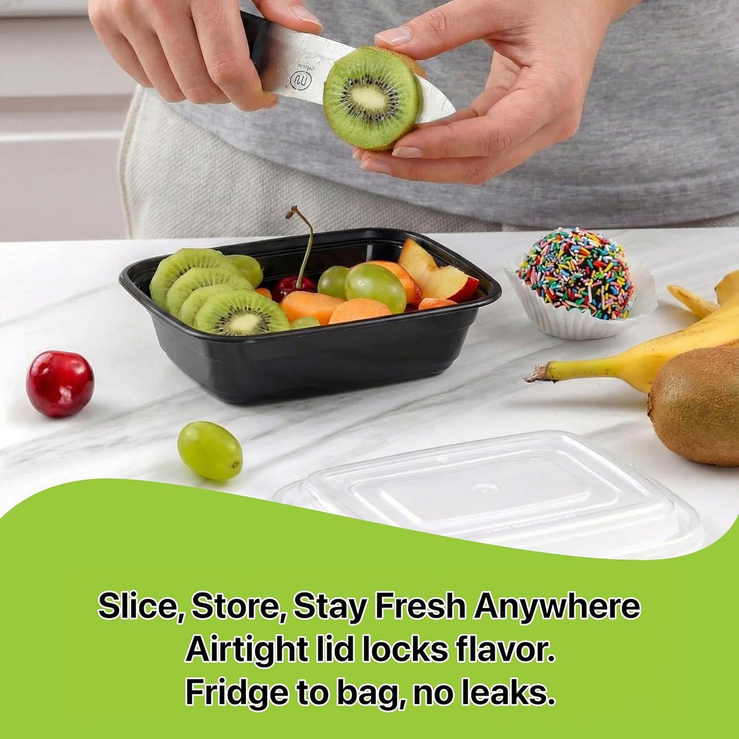 Skiennix Meal Prep Containers - 10 Set | 16 oz, Stackable, Leakproof & Reusable for Food Storage