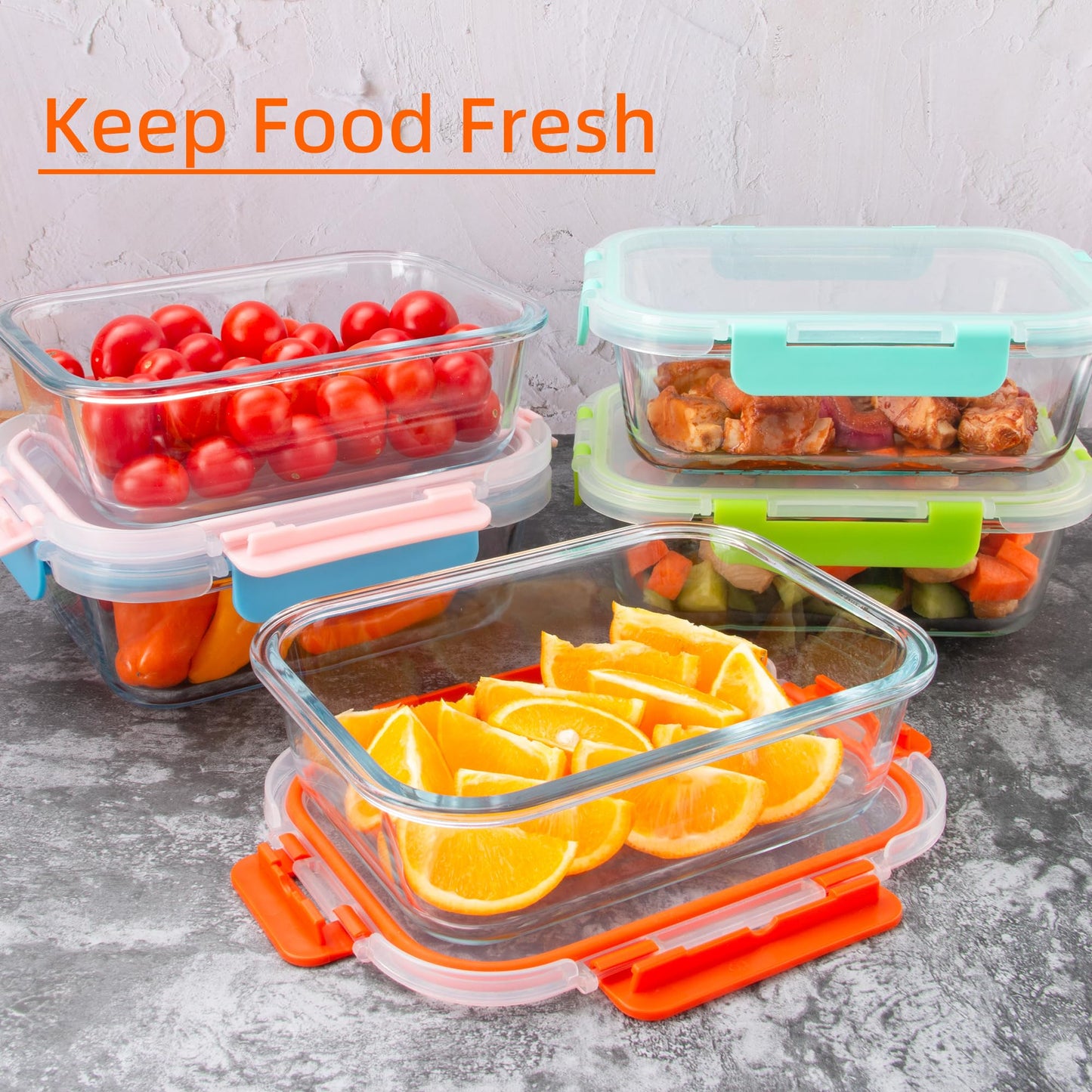 CZUMJJ Glass Meal Prep Containers with Lids(5 Pack, 34oz), Glass Food Storage Containers for Lunch at Work, Leak-proof Food Containers, Microwave/Dishwasher Safe