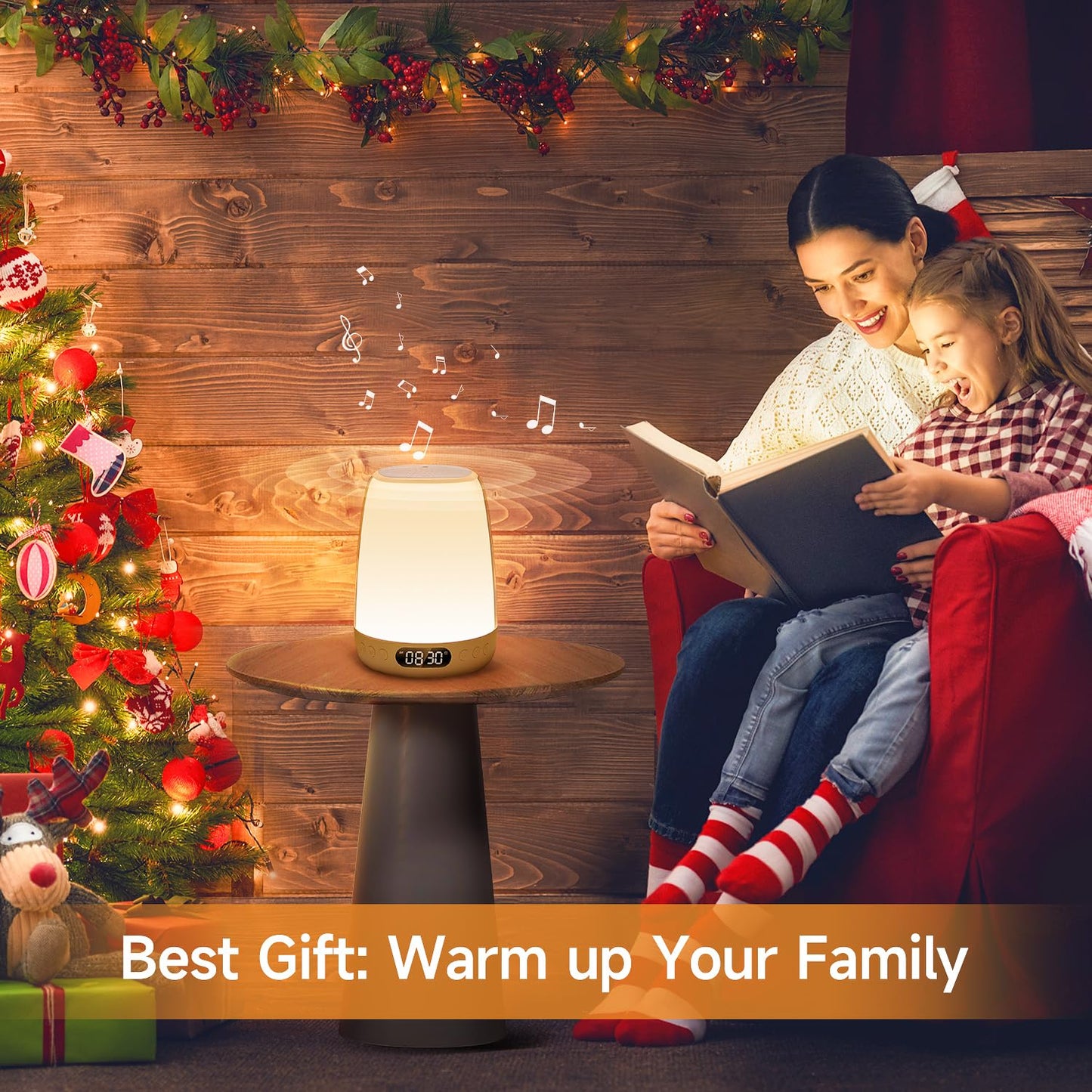 One Fire Sound Machine Baby Night Light for Kids, Bluetooth & 14 White Noise Kids Night Light, 48 RGB Colors Smart APP/Touch Night Light for Baby Nursery Night Light,Wake Up Alarm Clock for Kids Gifts