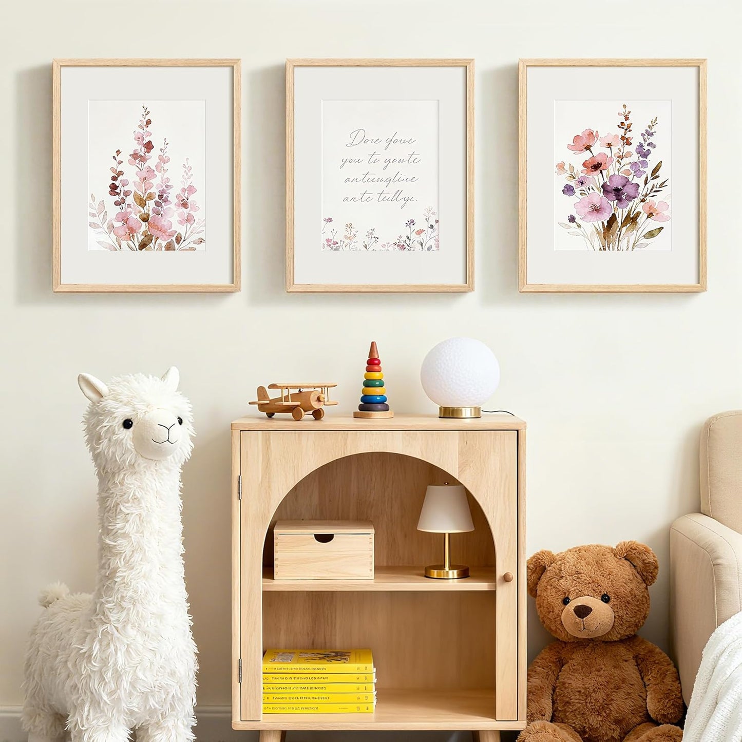 Upsimples 16x20 Picture Frames - Set of 3 Natural Solid Wood Frames for 11x14 or 16x20 Displays