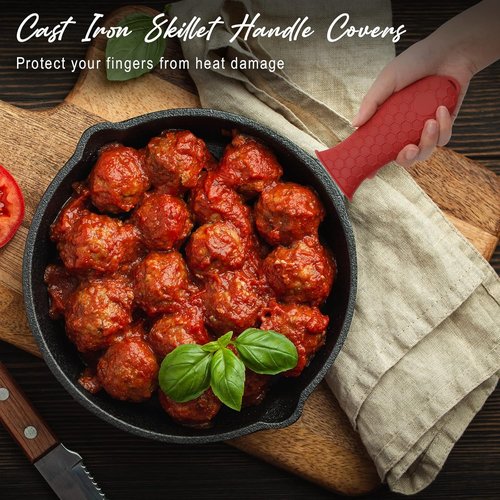 Joyhalo Silicone Pot Handle Cover - Heat Resistant 6 Pack | Cast Iron Skillet Grip in Wine Color