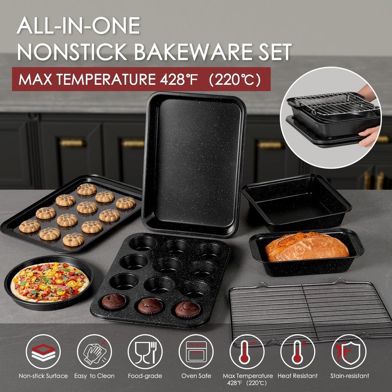 Kikcoin Nonstick Grill Pan for Indoor Cooking,9.5 Inch Versatile Griddle for Stove Tops Steak Pan with Pour Spouts