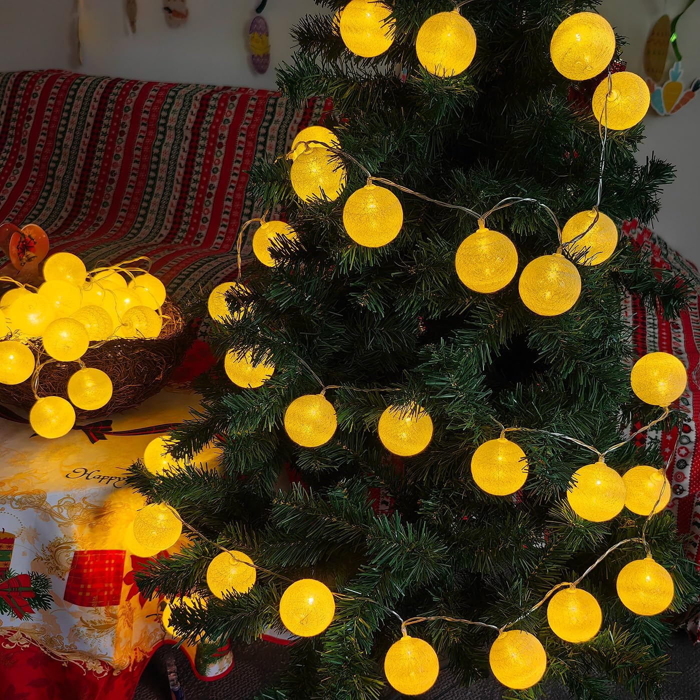 30-Count Battery Operated LED Fairy Lights - 10ft Yellow, Orange & White String Lights for Garden Decor