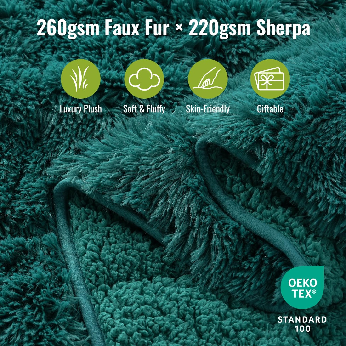 Uttermara Faux Fur Weighted Blanket Twin Size 15 Pounds, 48" x 72" Sherpa Heavy Blanket Throw for Couch Sofa Bed, Super Plush Fleece & Warm Cozy Sherpa Reverse for Calming and Relax, Forest Green