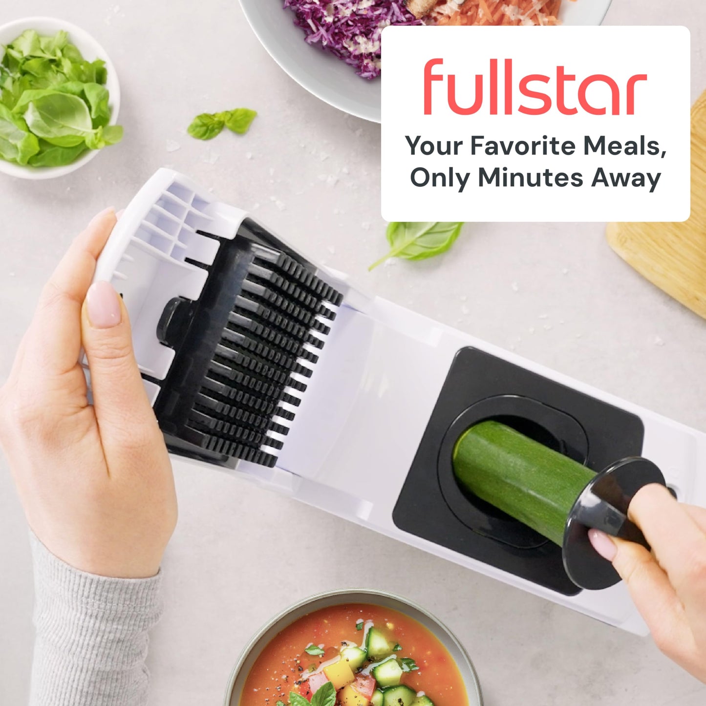 Fullstar The Original Pro Chopper - Vegetable Chopper and Slicer, Food Chopper with Container, Fruit Slicer, Kitchen Gadgets & Gifts, Home Essentials (6 in 1, White)