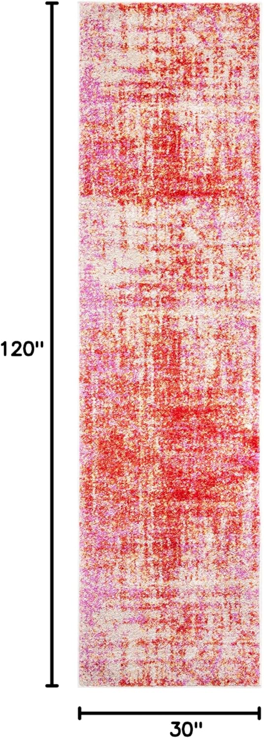 Safavieh Adirondack Collection Area Rug - 2'6" x 10' Runner, Red/Gold, Geometric Design, Ideal for High Traffic Areas in Living Room, Bedroom, Dining (ADR207R)