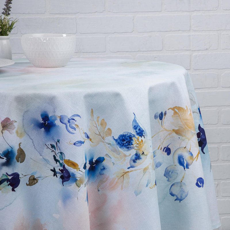 Maison d' Hermine Table Cloth Round Table 100% Cotton 63 Round Inches Tablecloth Reusable Decorative for Dining Kitchen Room Farmhouse Home Gifts for Mothers Day Spring Summer - Lazy Summer Days