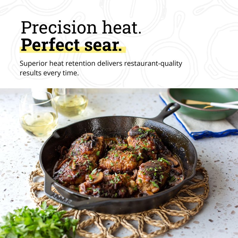 Lodge Seasoned Cast Iron Skillet - PFAS-Free, Non-Toxic Cookware - Use with an Oven, Stove, Grill, or Campfire - Naturally Non-Stick & Oven Safe - 12 Inches