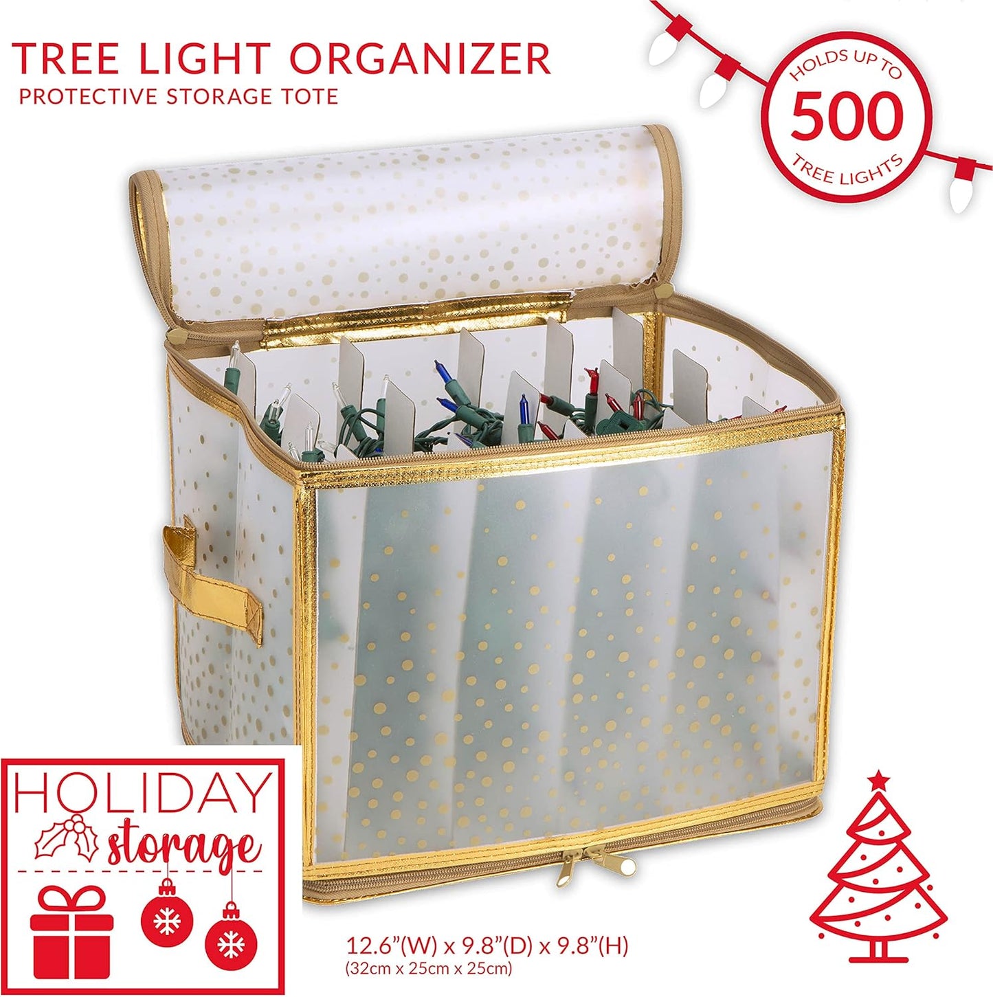 Ornament Storage Organizer for 112 Ornaments | Zipper Closure | Space-Saving Red Design