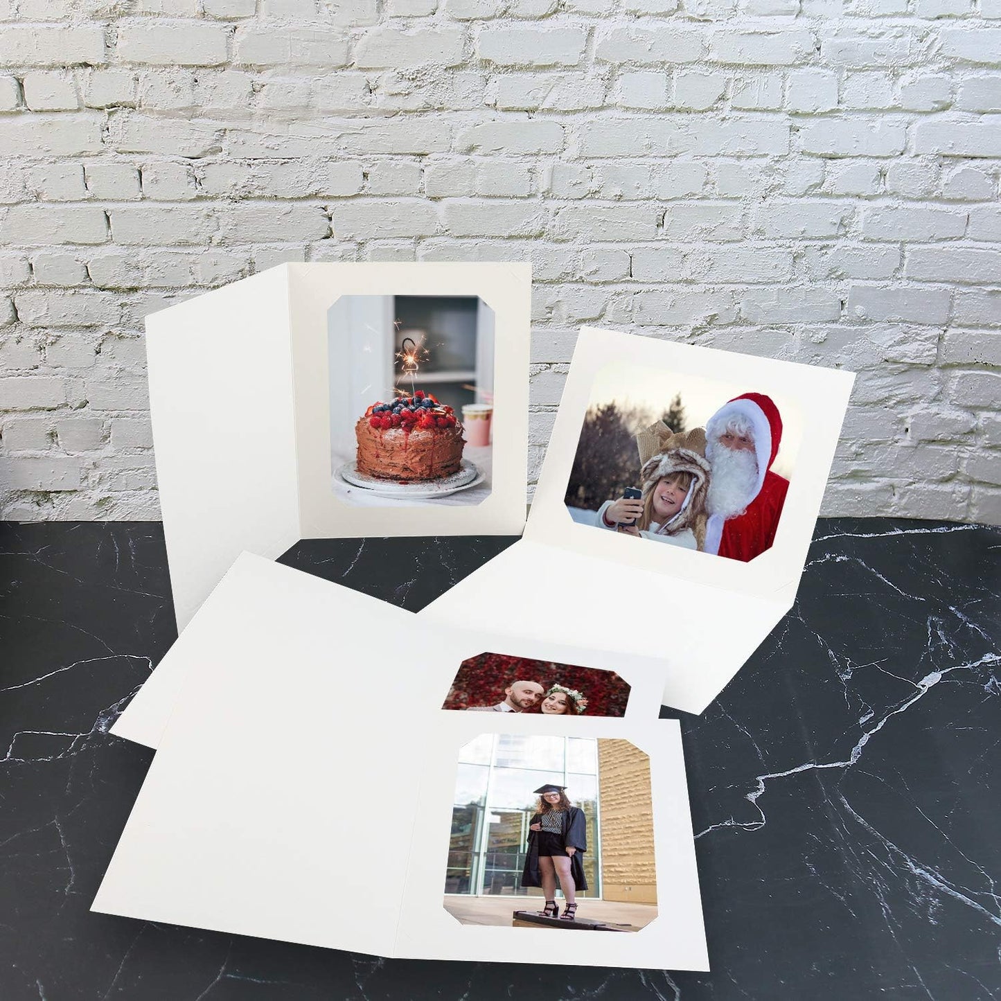 Pack of 25 Ivory Photo Folders - 6x8 & 8x10 Cardboard Frames for Graduation, Weddings & Events