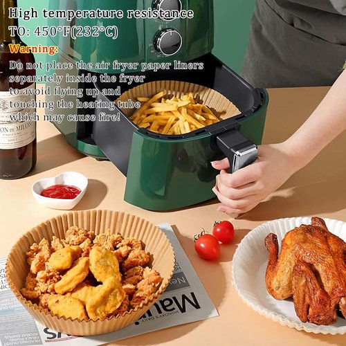 Air Fryer Liners | 100PCS Round 6.3-Inch Disposable Non-Stick Parchment Paper for 2Qt to 5Qt Fryers