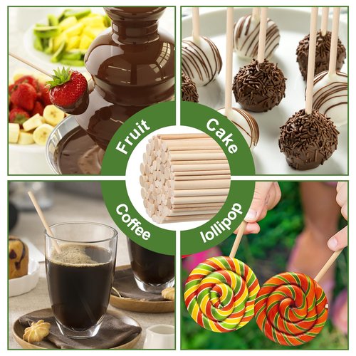 HAPY SHOP 100 Pieces Wooden Dowel Rods Assorted Sizes Wooden Dowels 1/8, 3/16, 1/4, 5/16, 3/8 x 6 Inch Wood Craft Dowel Rods for Crafts and DIY