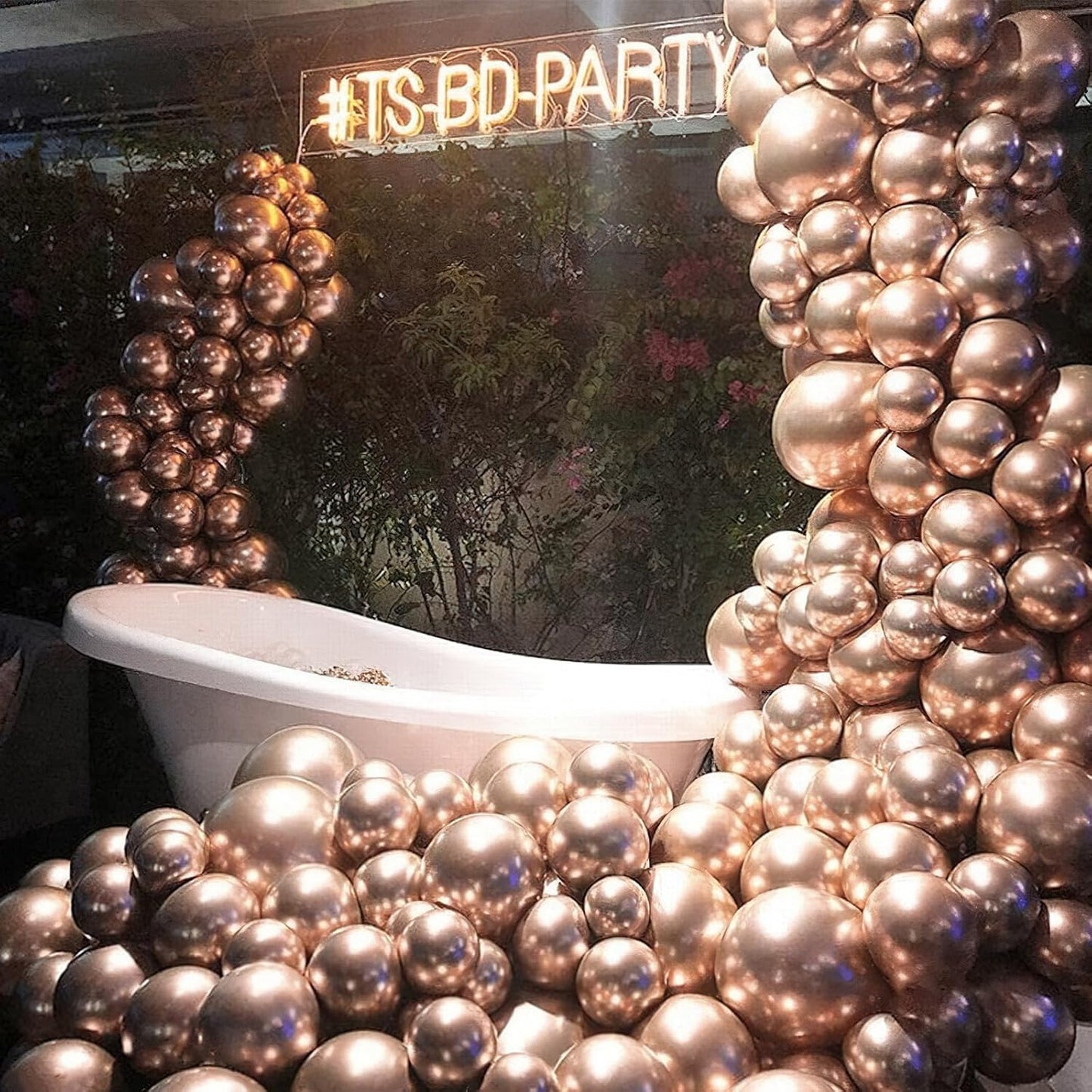 PartyWoo Metallic Rose Gold Balloons - 50pcs 5-Inch Chrome Latex for Weddings & Celebrations
