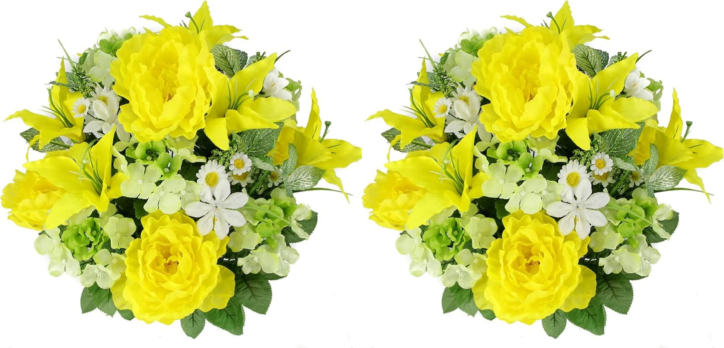 24-Stem Artificial Flower Arrangement - Mixed Roses & Carnations for Indoor/Outdoor Wedding & Home Decor - Spring Faux Flowers in Blue
