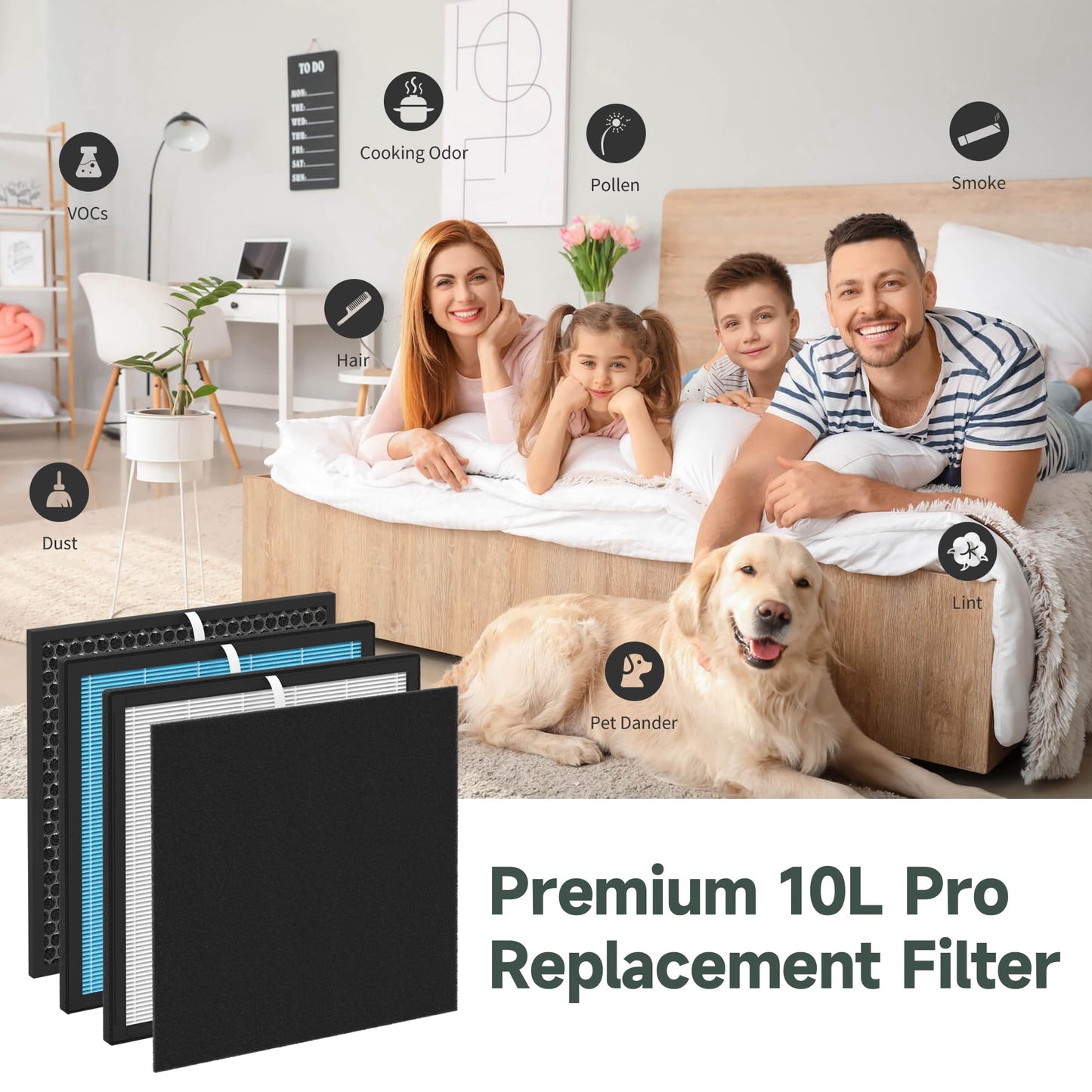 1 Pack 10L Pro HEPA Replacement Filter Kit Compatible with Okaysou AirMax 10L Pro and Aiibot-A300 Air Cleaner Purifier