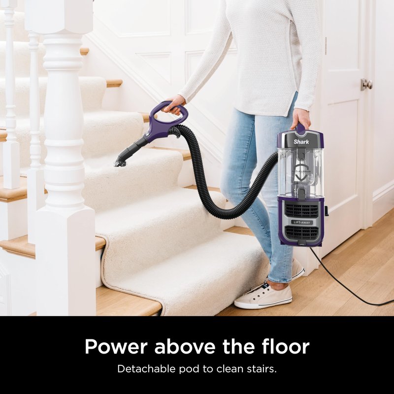 Shark Lift-Away Upright Vacuum with Powerfins, Self-Cleaning Brushroll, Anti-Allergen Complete Seal Technology, No Hair Wrap, LED Headlights, and Advanced Swivel Steering, Eggplant, ZD201
