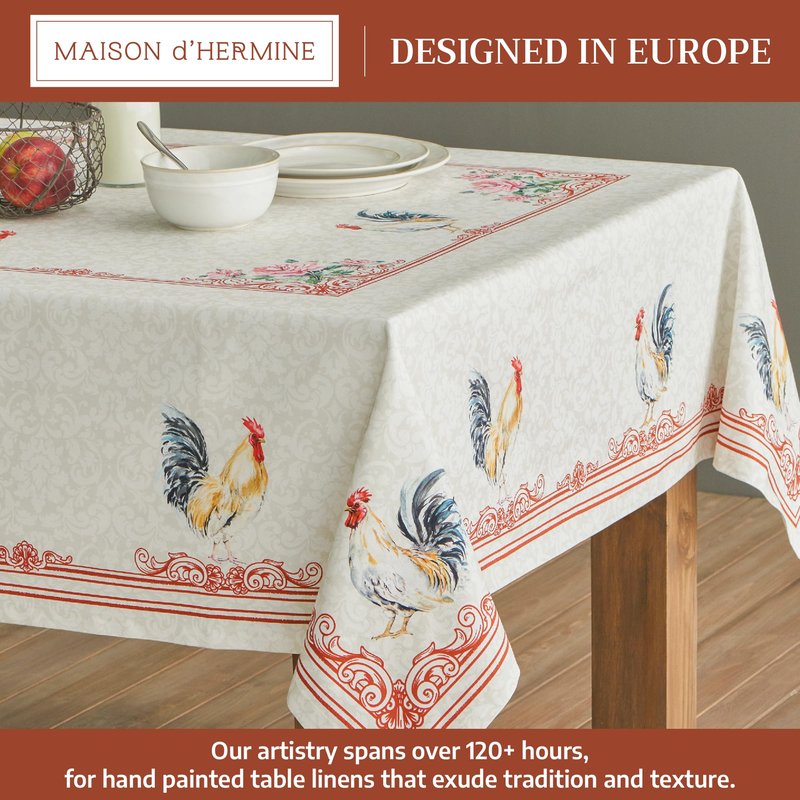 Maison d' Hermine Table Cloth Rectangle Table 100% Cotton 60 x 90 Inches Tablecloth Reusable Decorative Everyday Use for Dining Room, Farmhouse, Home, Party, Festive & Wedding Spring Summer - Campagne