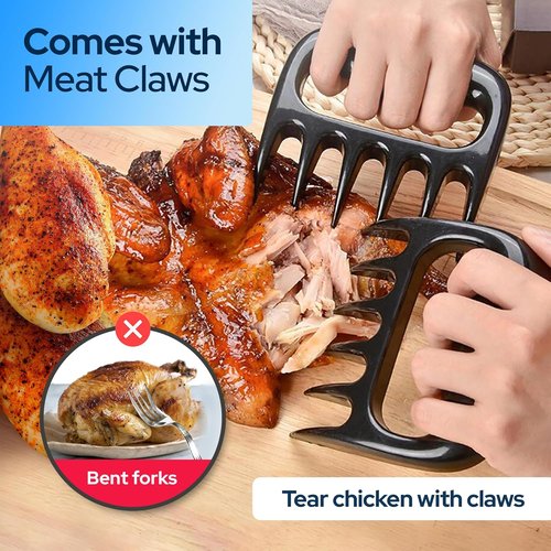 **3 Layer Pro Chicken Shredder - Removable Tray & Meat Claws | 10'' Anti-Slip Tool for Chicken, Beef, Pork & Veg**
