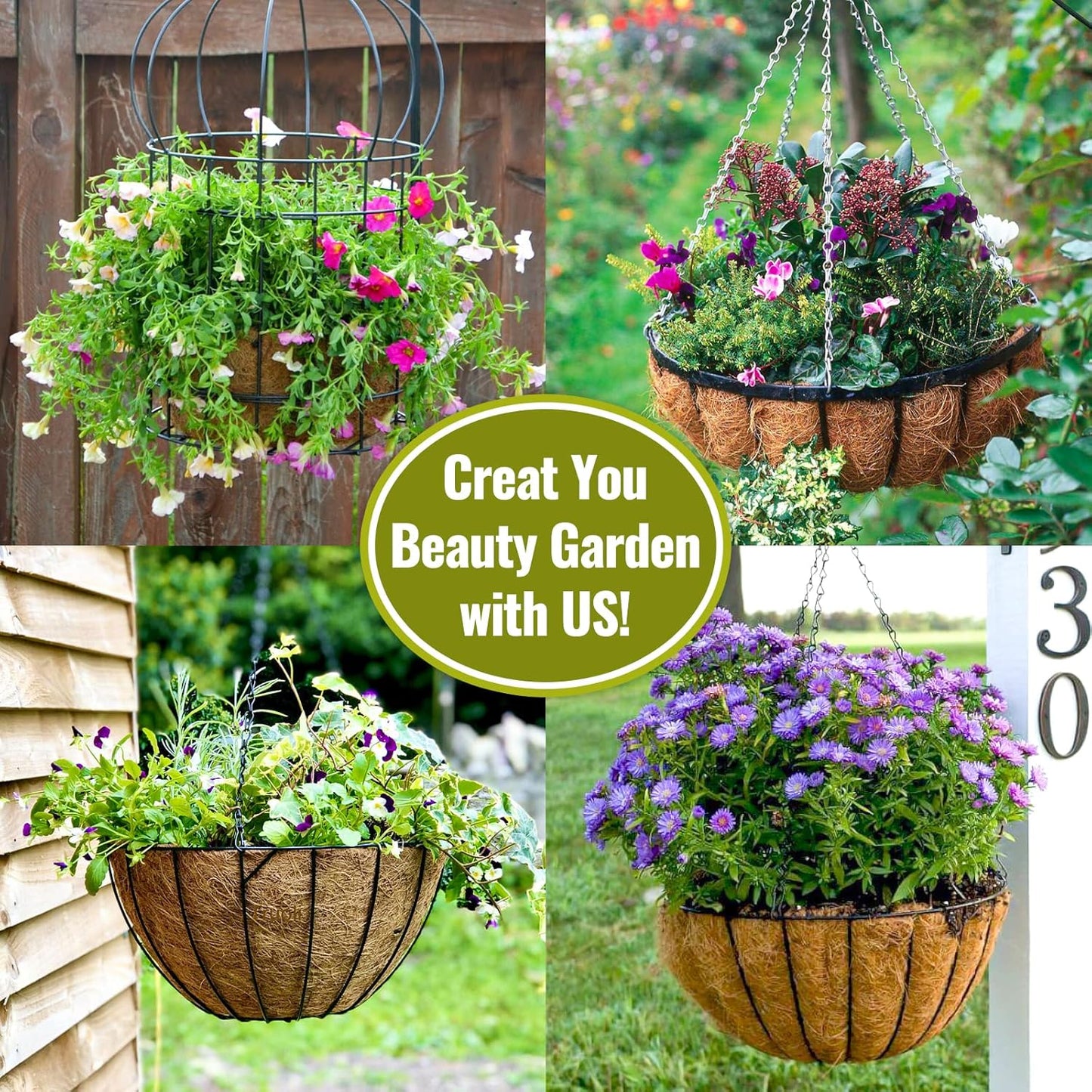 Legigo 12-Inch Coco Fiber Hanging Basket Liners - 100% Natural Replacement for Flowers & Vegetables