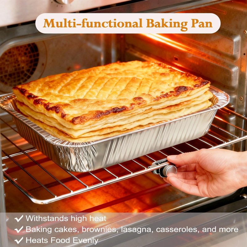 Whaleme 40 Pack Aluminum Foil Pans 9x13 - Disposable Half Size Deep Steam Table Tin Foil Pans for Oven Baking Cake, Roasting Turkey, Food Prepping, Storing, Freezing, Chafing