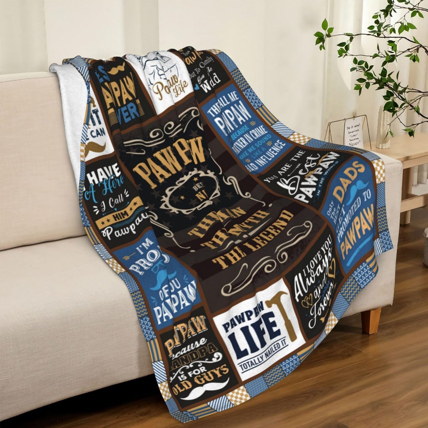 Pawpaw Gifts Throw Blanket 60" x 50", Birthday Gifts for Pawpaw from Grandkids, Paw Paw Gifts from Grandchildren, Best Pawpaw Gifts for Men, Paw Paw Gifts for Grandpa from Grandson Granddaughter