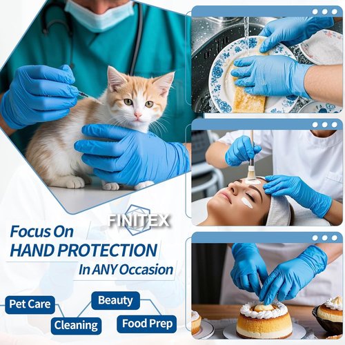 FINITEX Blue Disposable Nitrile Exam Gloves - 200 Count | 3.5mil Powder-Free & Latex-Free
