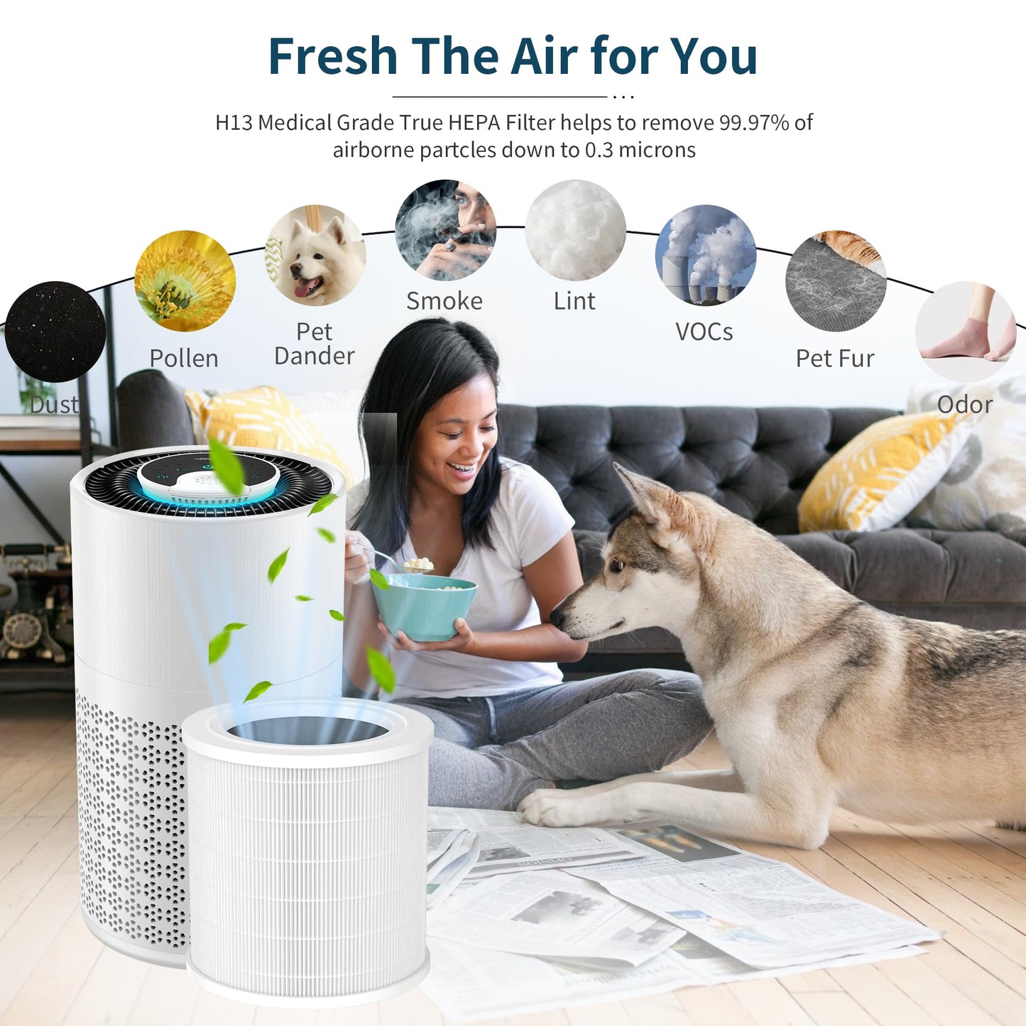 XBWW H13 True HEPA A2001 Replacement Filter Compatible with A2001 Air Purifi-er,3-in-1 Filter of True HEPA, Activated Carbon Filter and Fine PET Pre-Filter, 2 Packs