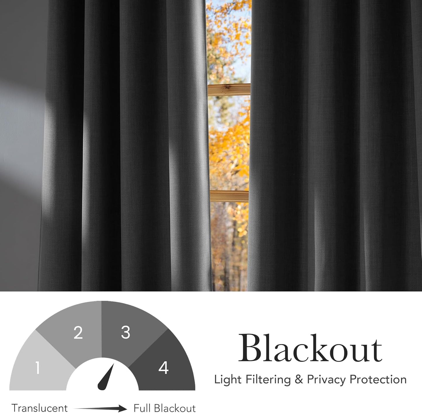 NICETOWN Light Grey Faux Linen Blackout Curtains - 63-Inch Grommet Top Privacy Panels for Modern Farmhouse Style | 2 Panels, W42 x L63