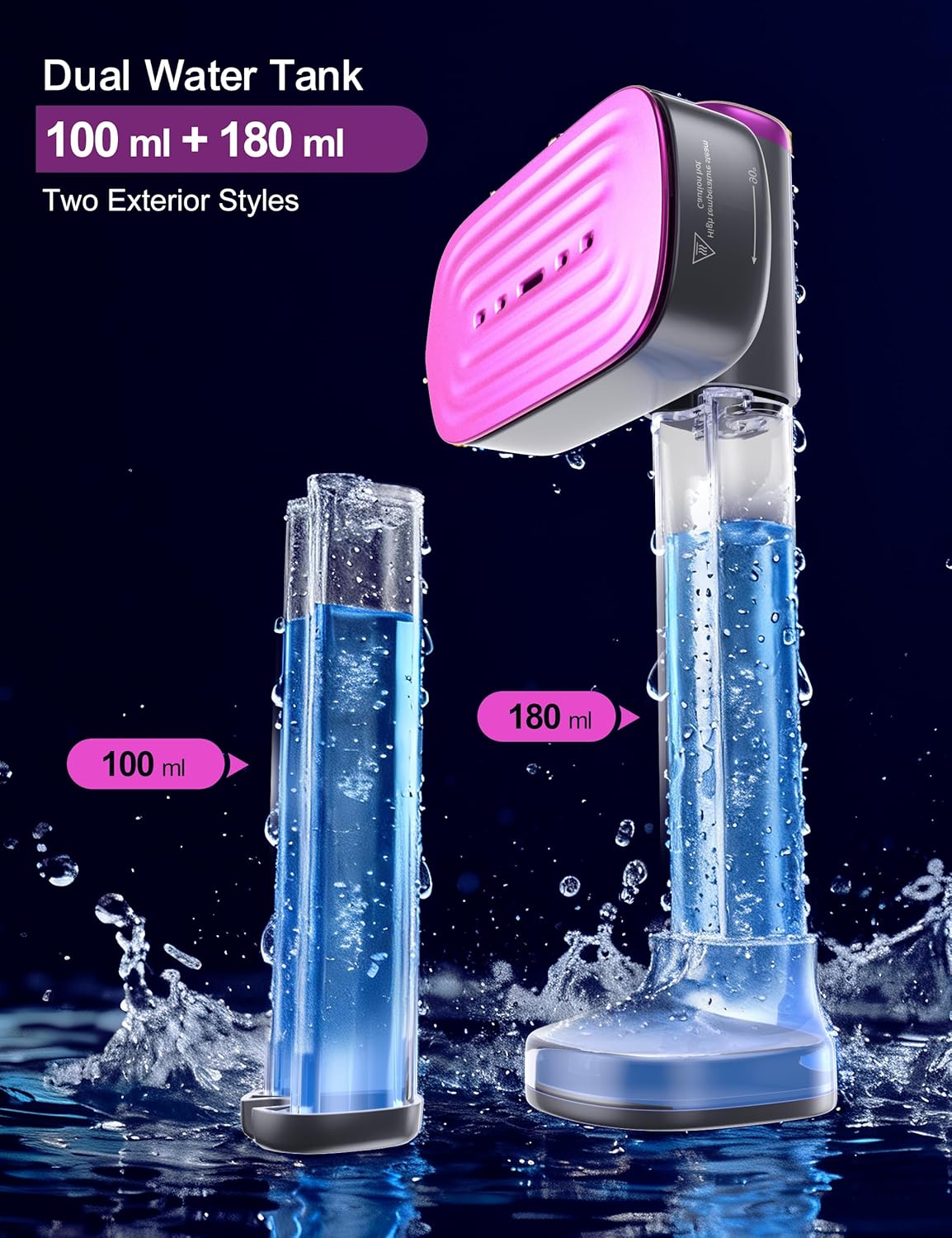 Sundu Travel Steamer for Clothes - Portable Handheld Design | Fast 15s Heat-Up, Dual Water Tanks, 45 Min Continuous Use (Grey)