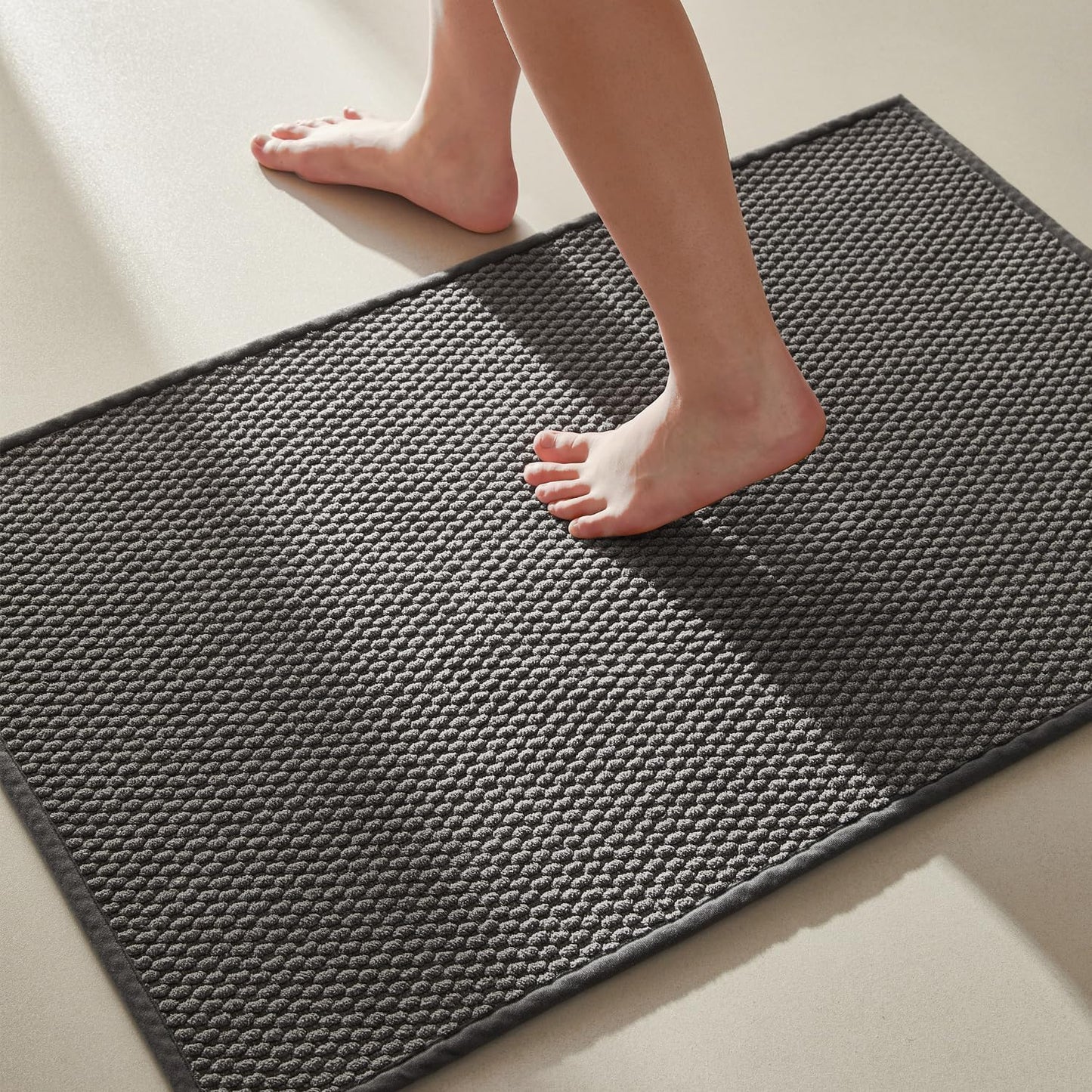 TYUU Bathroom Rug - Non-Slip, Super Absorbent Quick-Dry Mat | Dark Grey, 16"x24" Size