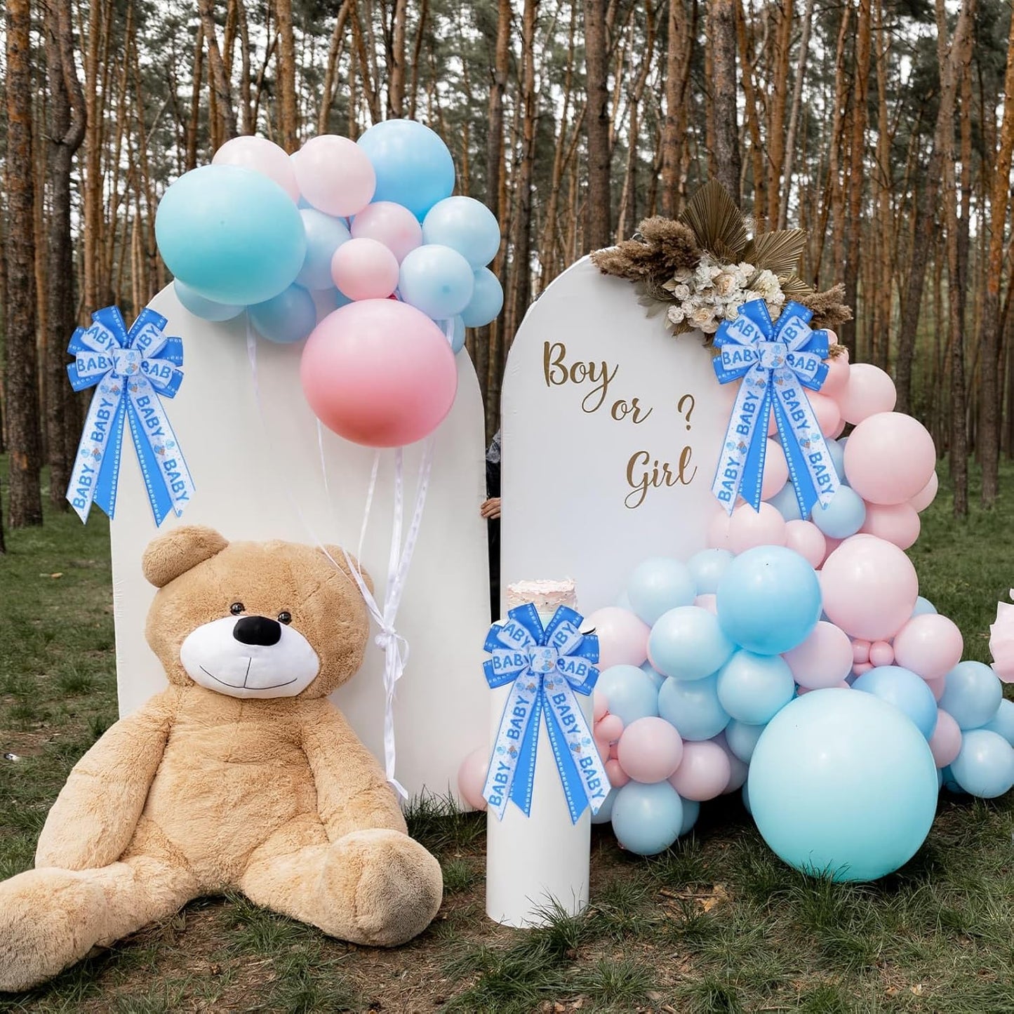 Large Blue Baby Shower Bow - Welcome Home Baby Boy Decorations | Indoor & Outdoor Wreath Decor