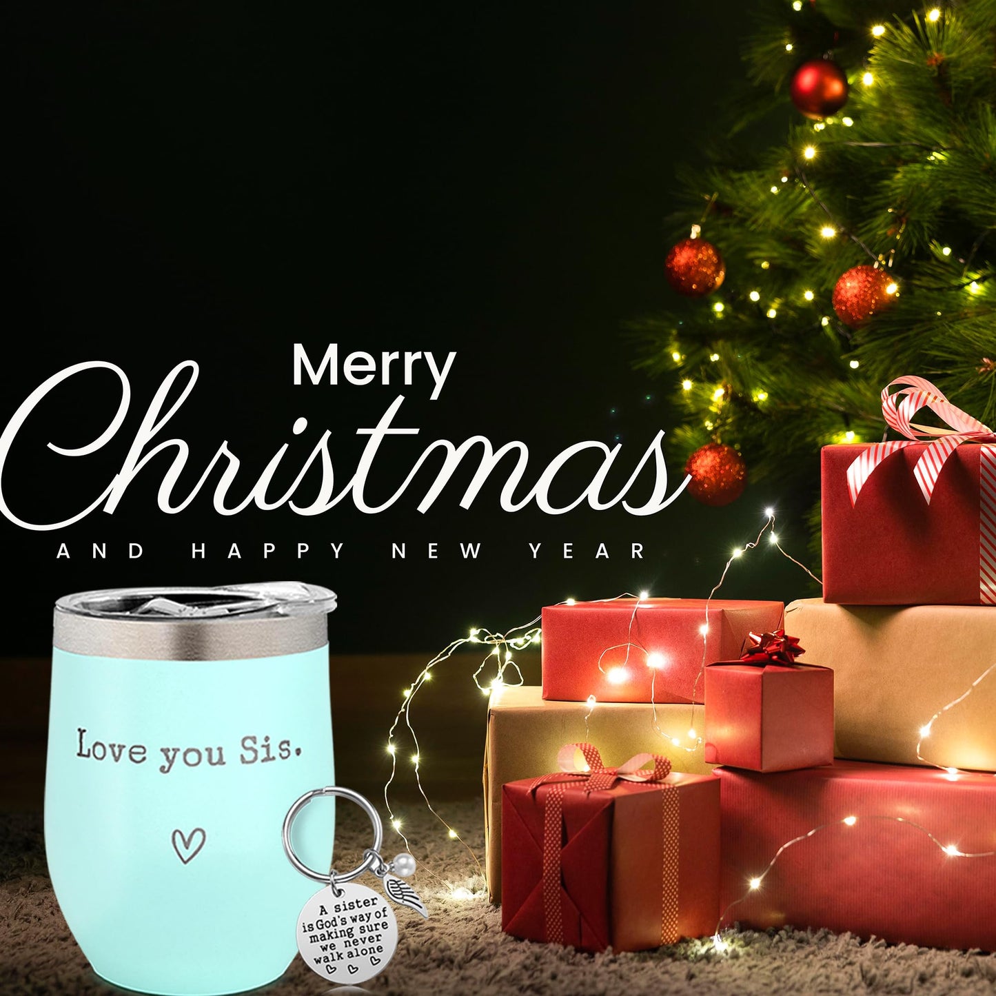 SHOW-YA Sisters Gifts from Sister - I Love You Sis-Christmas Gift Birthday Gift for Sister - Sisters Gifts - 12oz Coffee Tumbler for Besties, Girls(Mint)