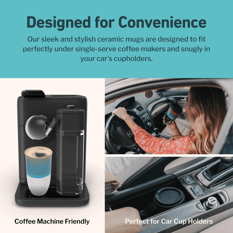 NOVA CERAMICS Travel Coffee Tumbler – Travel Mug - On the Go Coffee Mug – Microwave & Dishwasher Safe Green CoffeeTumbler - Gifts For Women Men Him Her – 16oz – Lagoon