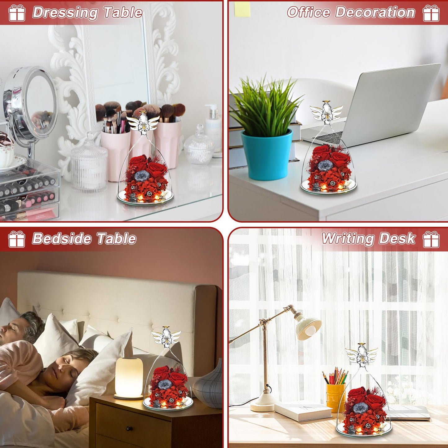 ORRPTSNC for Mom, Fresh Flowers for Delivery Prime, Angel Figurines with LED Light on Birthday Gifts for Her, Women, Grandma, Anniversary Day Gifts