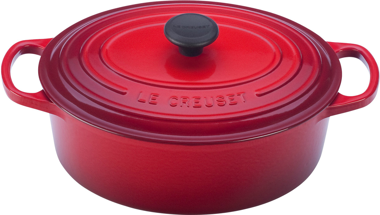 Le Creuset Enameled Cast Iron Signature Oval Dutch Oven, 5 qt, Cerise
