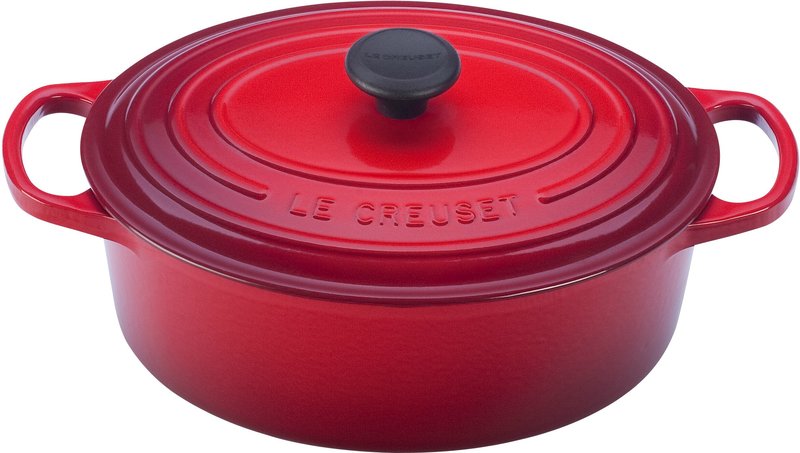 Le Creuset Enameled Cast Iron Signature Oval Dutch Oven, 5 qt, Cerise