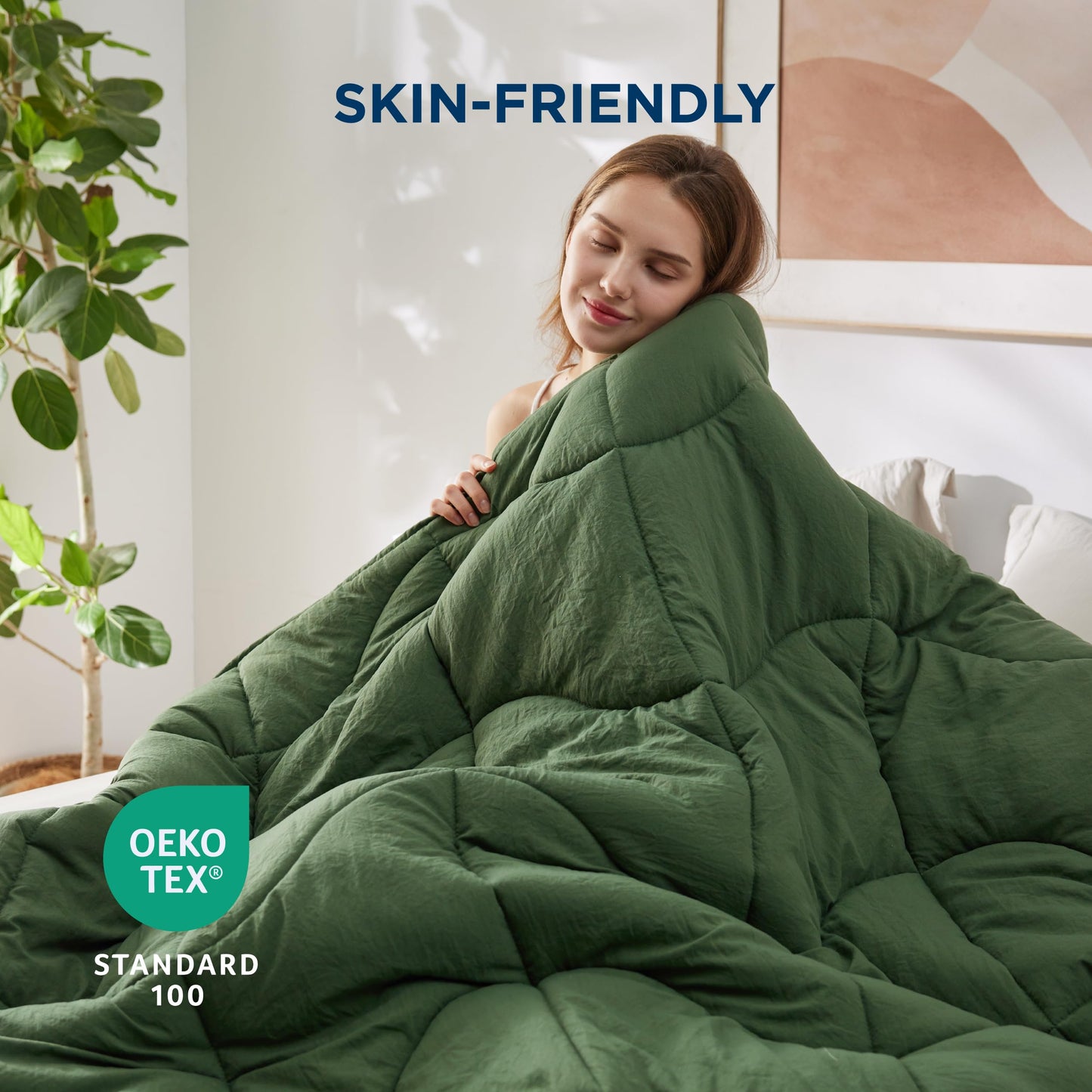 Bedsure Comforters Queen Size, Down Alternative Comforter for All Season, Soft Prewashed Comforter with 4 Tabs, Lightweight & Warm Bedding- Machine Washable (Olive Green, Queen, 88x88 inches)