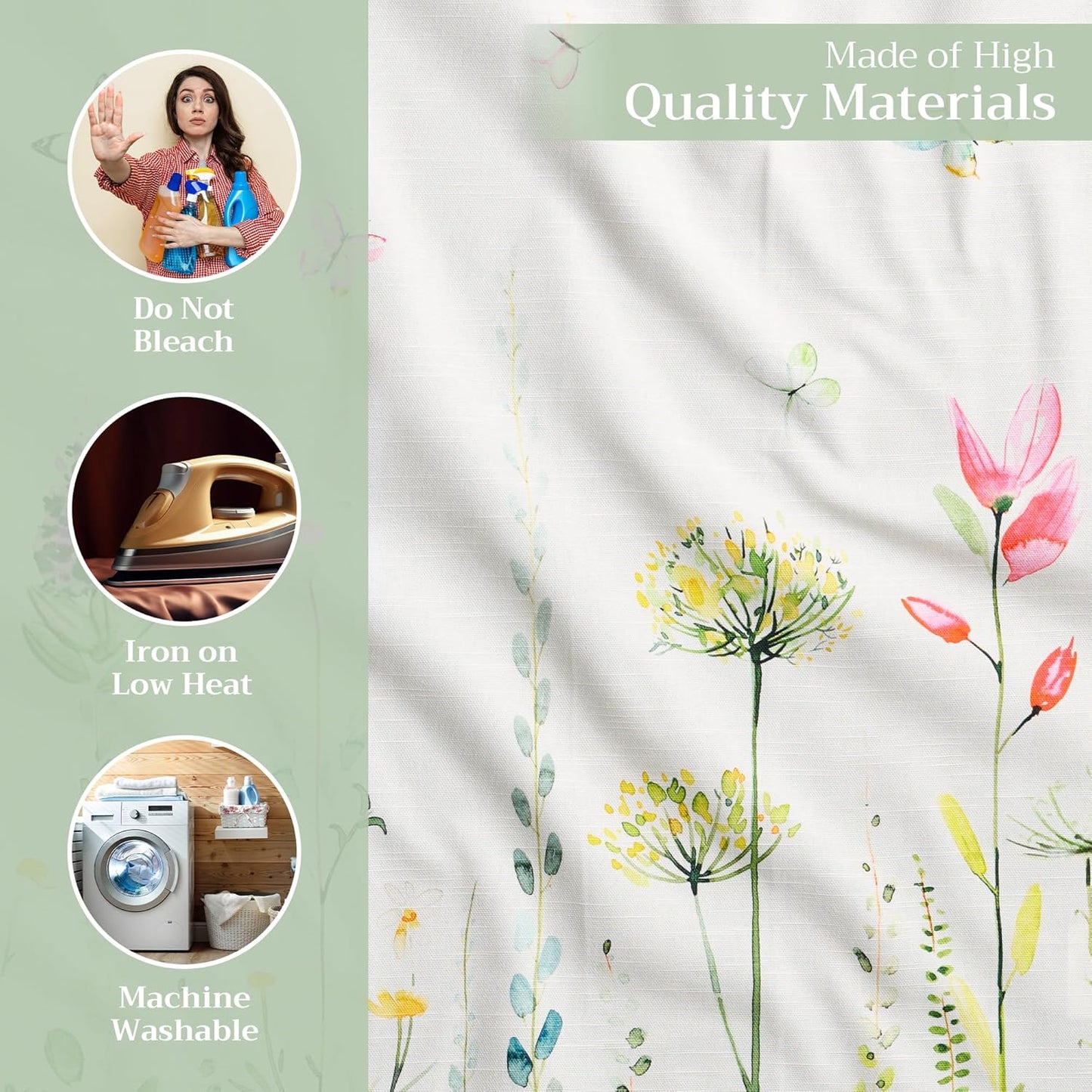Botanical Fresh Cloth Napkins Set of 4 - 100% Cotton, Reusable & Washable, 20"x20" for Dinner, Parties & Weddings