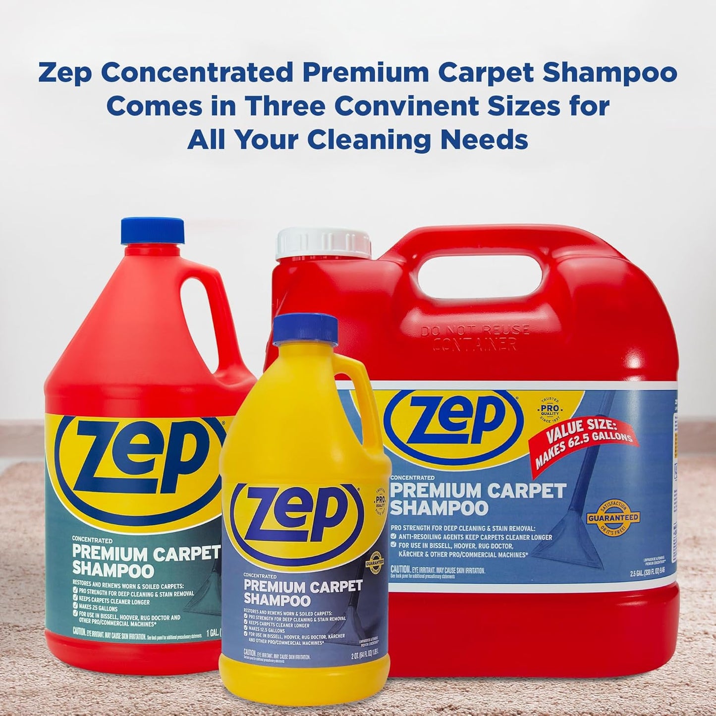 Zep Shampoo - Premium Carpet Cleaner - 64 Oz Bottle for Deep Cleaning and Stain Removal