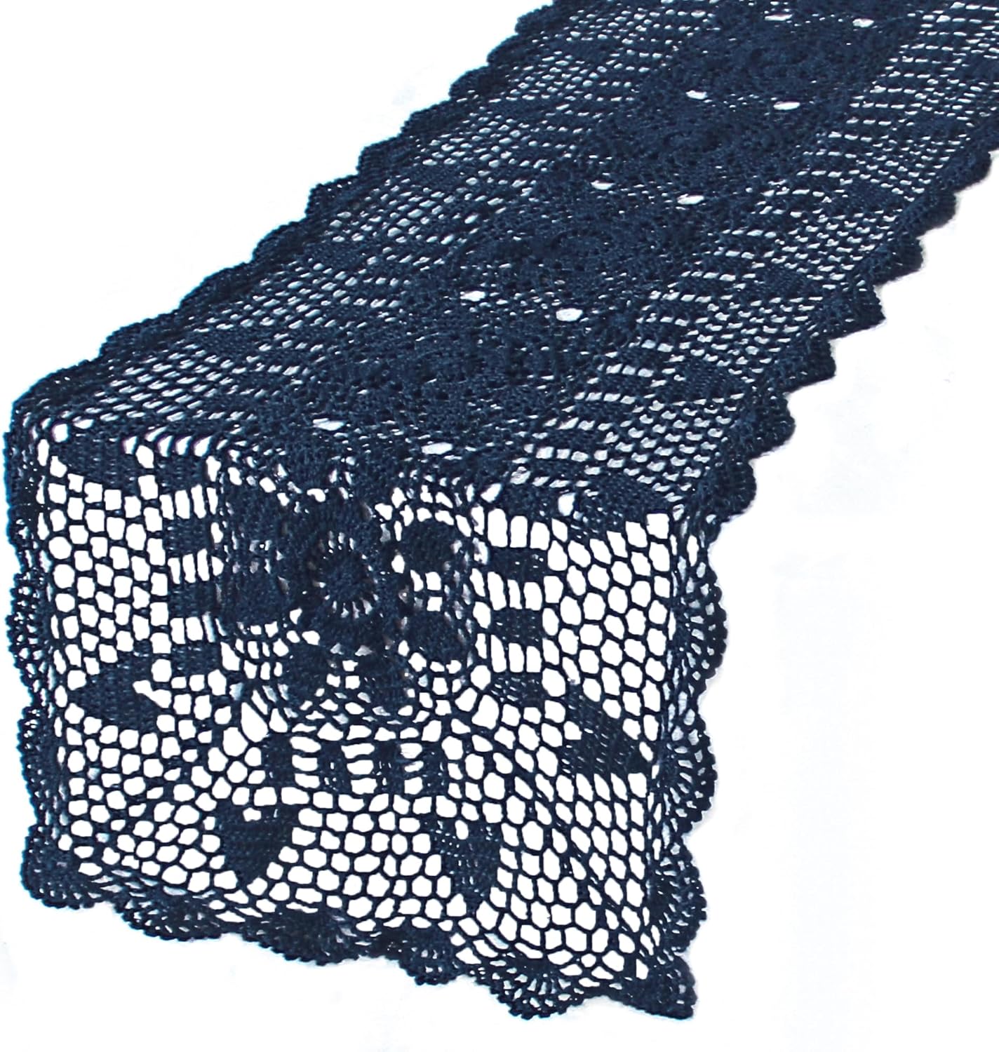 Handmade Crochet Lace Table Runner 15x51 Inch - Elegant White Décor