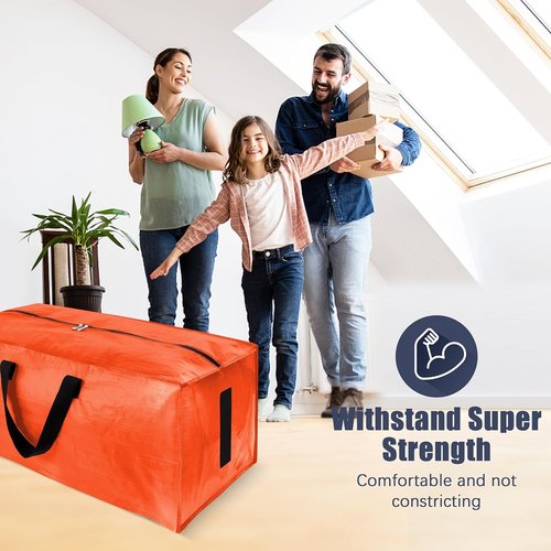 HOMESURE Large Water-Resistant Moving Bags - 8 Pack Heavy-Duty Storage Totes with Zippers & Handles | Space-Saving Design (Orange)