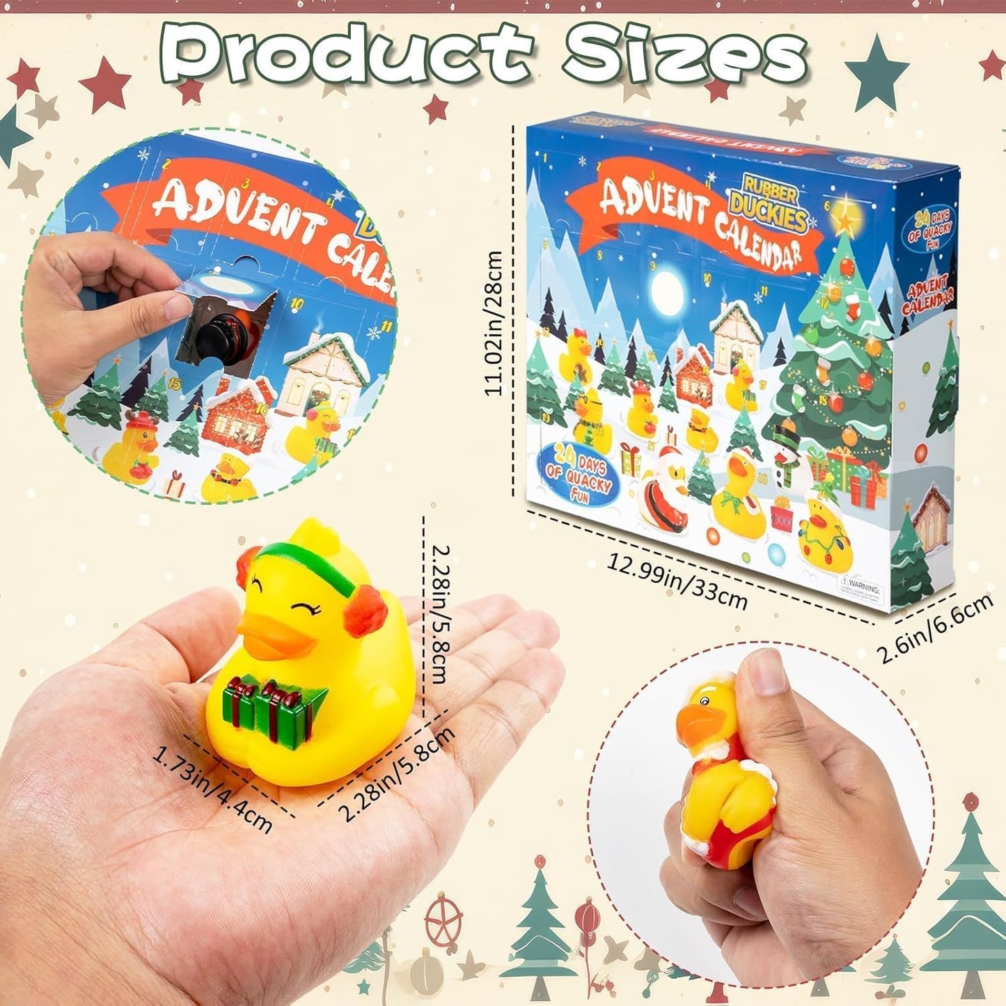 2025 Advent Calendar Christmas Ducks - 24-Piece Rubber Duck Countdown Set for Kids' Holiday Fun