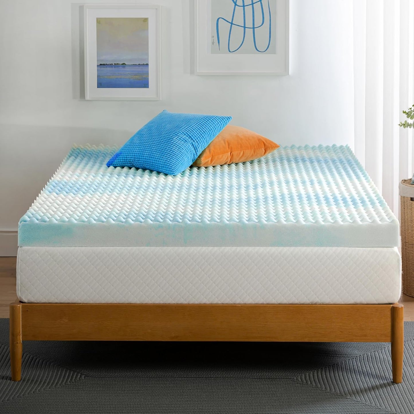 ZINUS 4 Inch Swirl Gel Cooling Memory Foam Mattress Topper, Smaller, More Convenient WonderBox Packaging, Cooling, Airflow Design, CertiPUR-US Certified, Twin